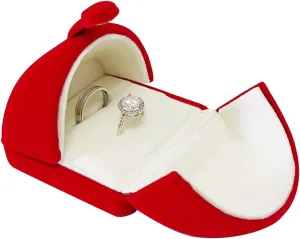 Luxurious Unique Premium Grade Classic Red Velvet Jewelry Box Storage Case Packaging Double Ring Case (jewelry not included)