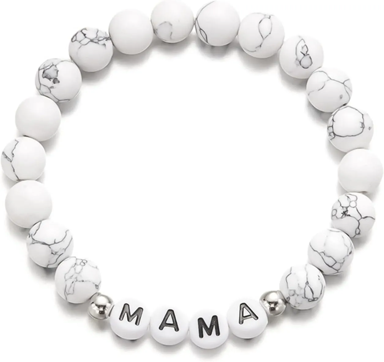 Mama Bracelet for Women Dainty Beaded Elastic Bracelets Boho Handmade Mama Letter Heart Bracelets Personalized Birthday Statement Jewelry