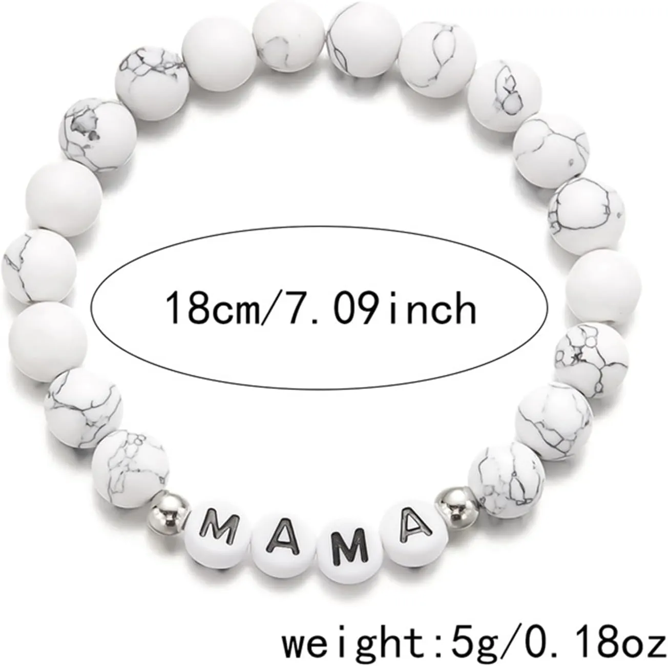 Mama Bracelet for Women Dainty Beaded Elastic Bracelets Boho Handmade Mama Letter Heart Bracelets Personalized Birthday Statement Jewelry
