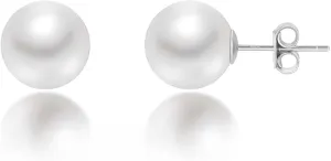 Mameloly Pearl Earrings for Women Dainty 925 Sterling Silver 14K Gold Plated 6MM/8MM/10MM/12MM Handpicked Simulated White Pearl Stud Earrings Hypoallergenic