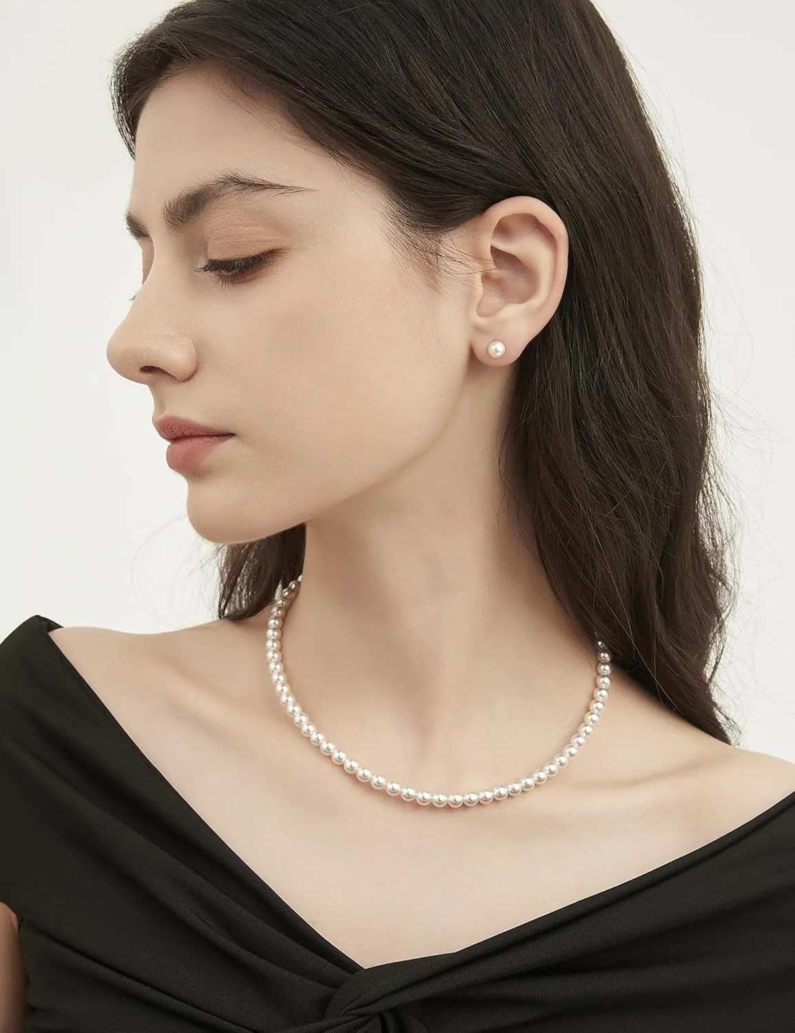 Mameloly Pearl Earrings for Women Dainty 925 Sterling Silver 14K Gold Plated 6MM/8MM/10MM/12MM Handpicked Simulated White Pearl Stud Earrings Hypoallergenic