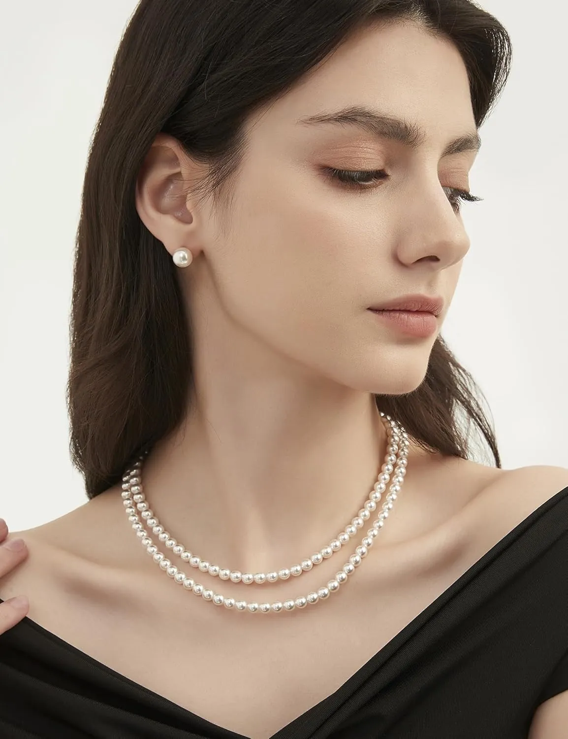 Mameloly Pearl Earrings for Women Dainty 925 Sterling Silver 14K Gold Plated 6MM/8MM/10MM/12MM Handpicked Simulated White Pearl Stud Earrings Hypoallergenic