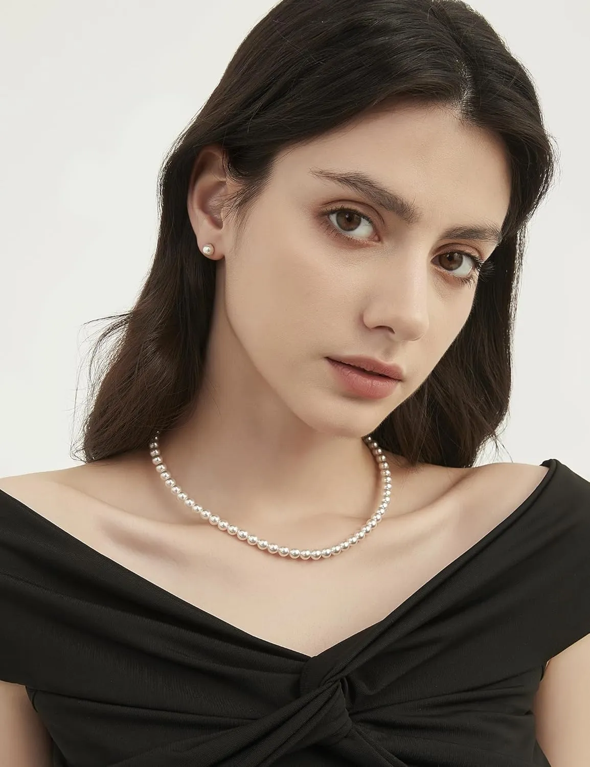 Mameloly Pearl Earrings for Women Dainty 925 Sterling Silver 14K Gold Plated 6MM/8MM/10MM/12MM Handpicked Simulated White Pearl Stud Earrings Hypoallergenic