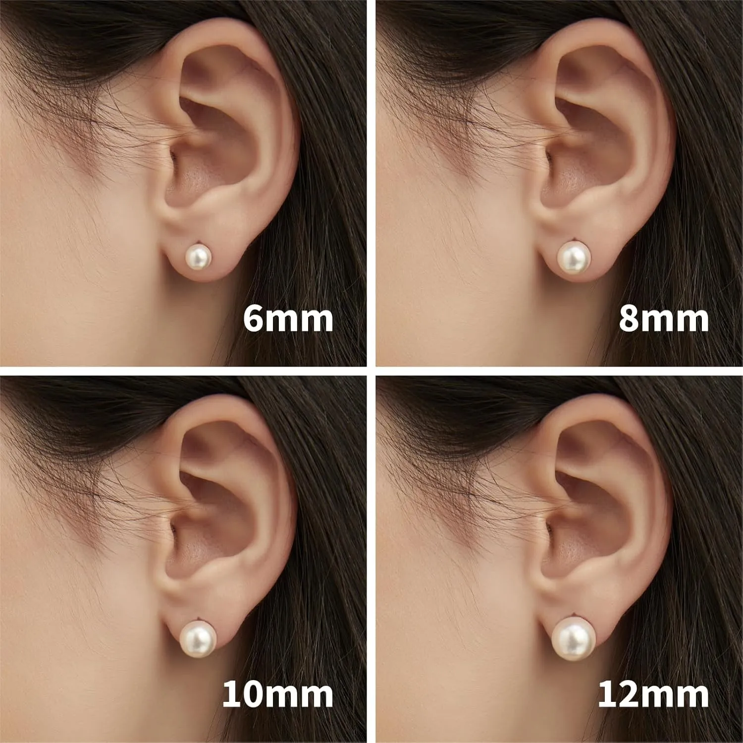 Mameloly Pearl Earrings for Women Dainty 925 Sterling Silver 14K Gold Plated 6MM/8MM/10MM/12MM Handpicked Simulated White Pearl Stud Earrings Hypoallergenic