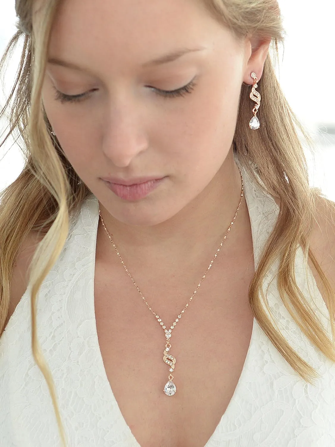 Mariell Cubic Zirconia Prom Jewelry Set, Necklace & Earrings Set for Brides, Bridesmaids, Wedding Jewelry
