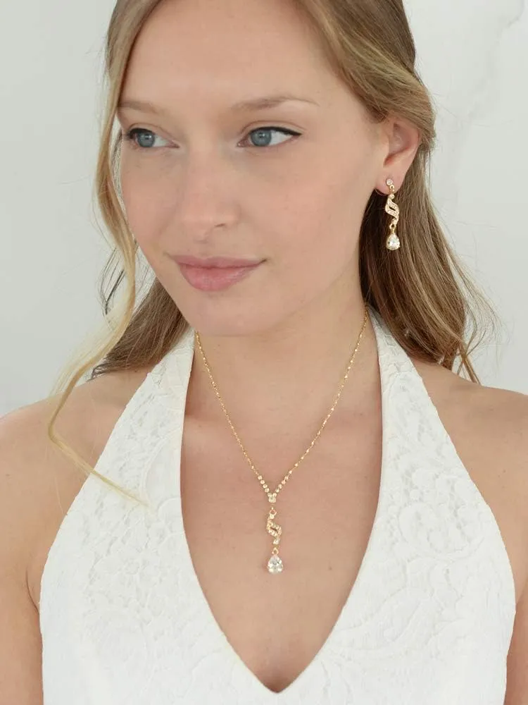 Mariell Cubic Zirconia Prom Jewelry Set, Necklace & Earrings Set for Brides, Bridesmaids, Wedding Jewelry