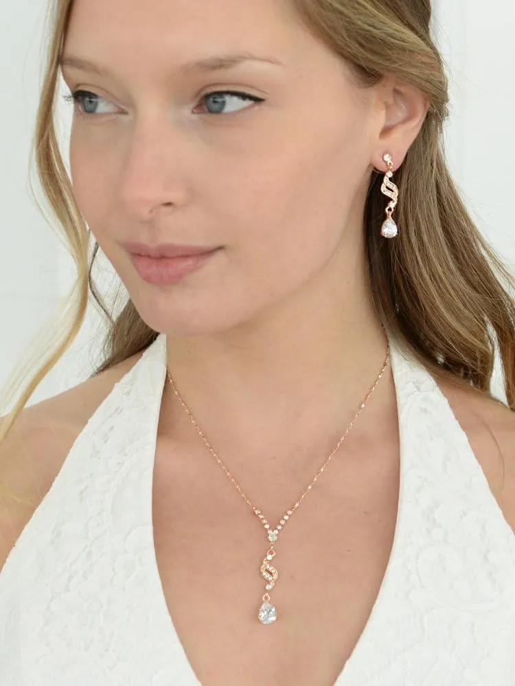 Mariell Cubic Zirconia Prom Jewelry Set, Necklace & Earrings Set for Brides, Bridesmaids, Wedding Jewelry
