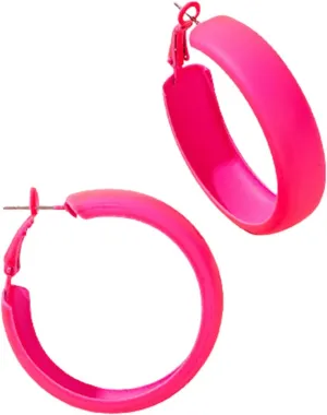 Matte Round Hoop Earrings Large Retro Neon Color Circle Earrings Multicolor Pierced Classic Lightweight Loops for Women Party Jewelry