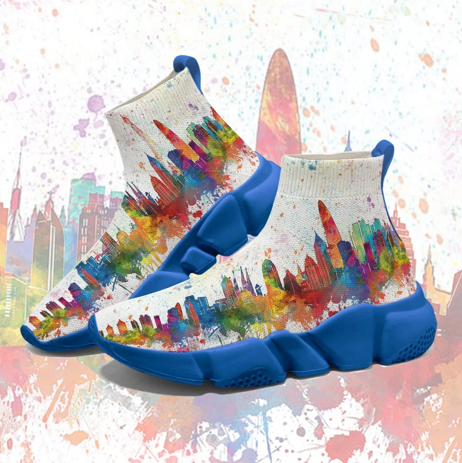 Men Women Slip-on Socks Sneakers Art Graffiti Painted Casual Shoes Tennis Running Shoes Plus Size 5-15