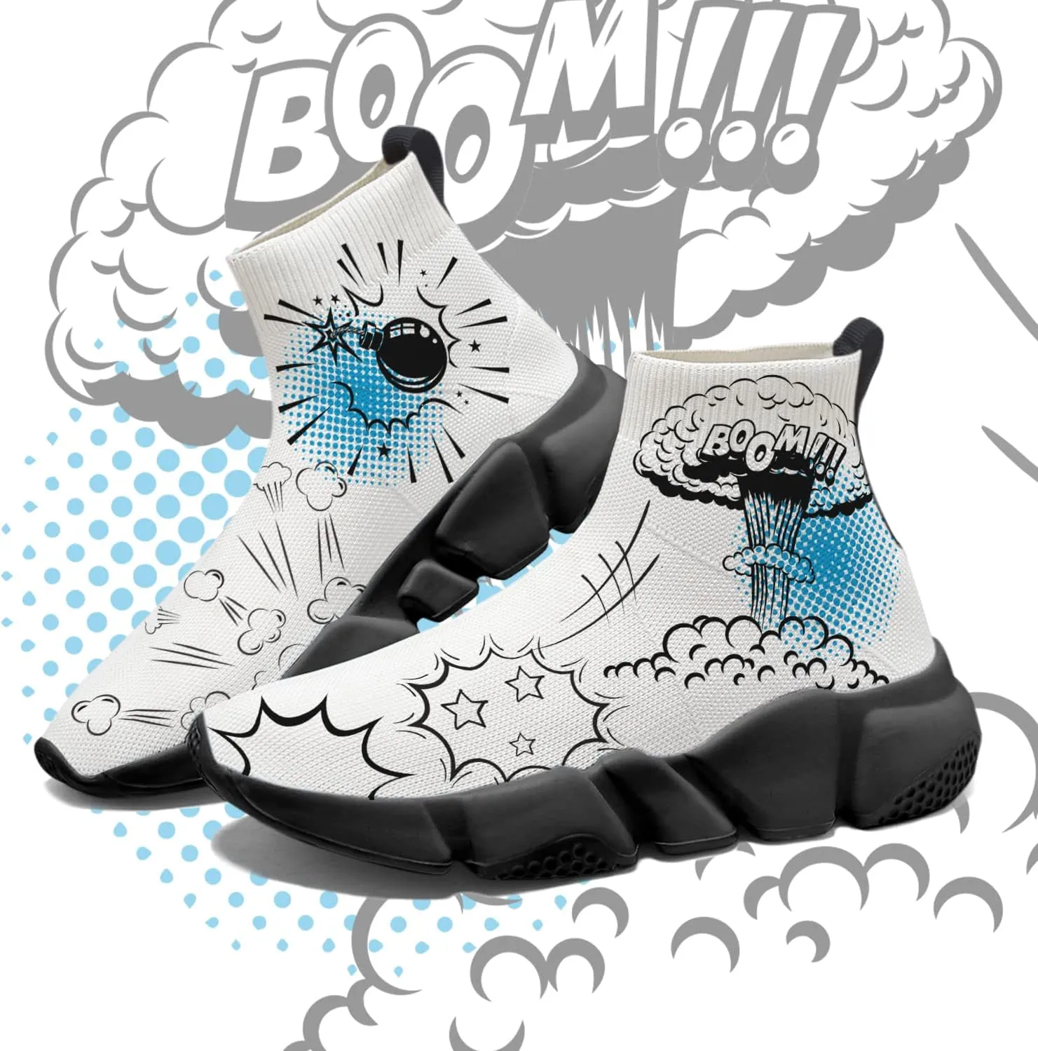Men Women Slip-on Socks Sneakers Art Graffiti Painted Casual Shoes Tennis Running Shoes Plus Size 5-15