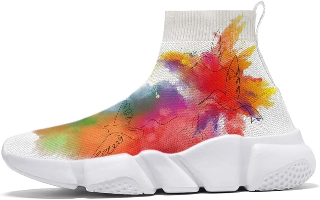 Men Women Slip-on Socks Sneakers Art Graffiti Painted Casual Shoes Tennis Running Shoes Plus Size 5-15