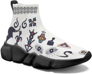 Men Women Slip-on Socks Sneakers Art Graffiti Painted Casual Shoes Tennis Running Shoes Plus Size 5-15