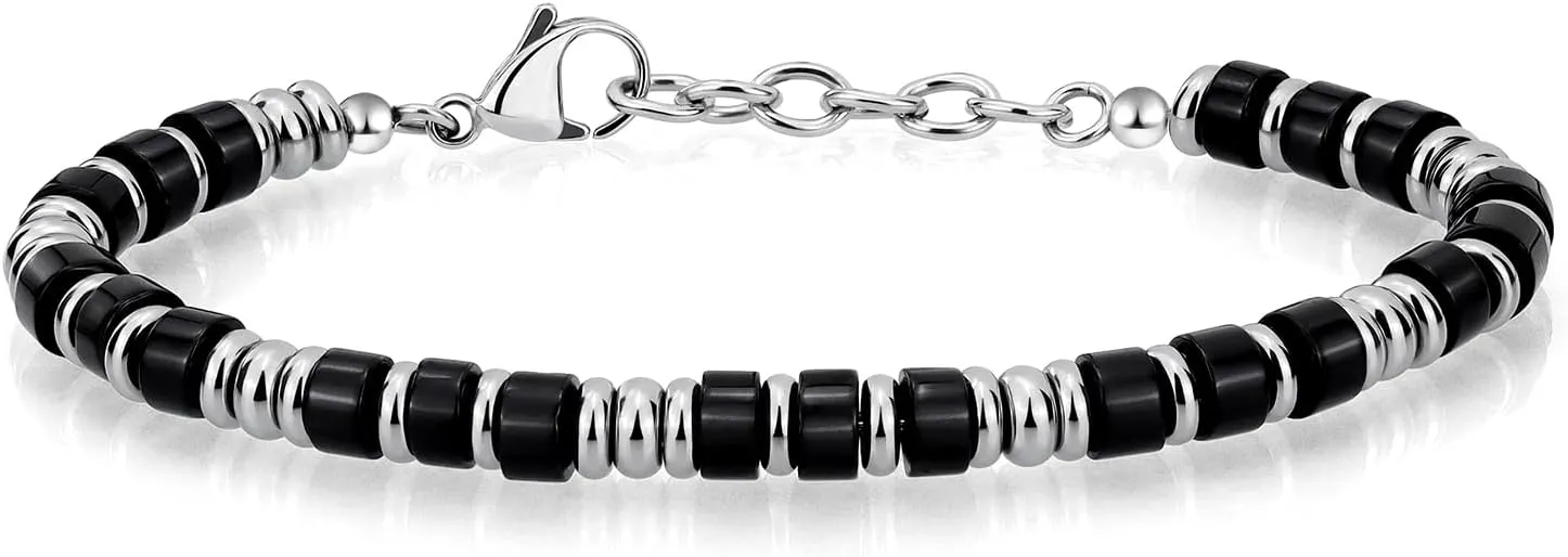 Mens Bracelet, Boho Stainless Steel Bracelets for Men, Beaded Bracelets, Jewelry Gifts for Husband, Father, Friends