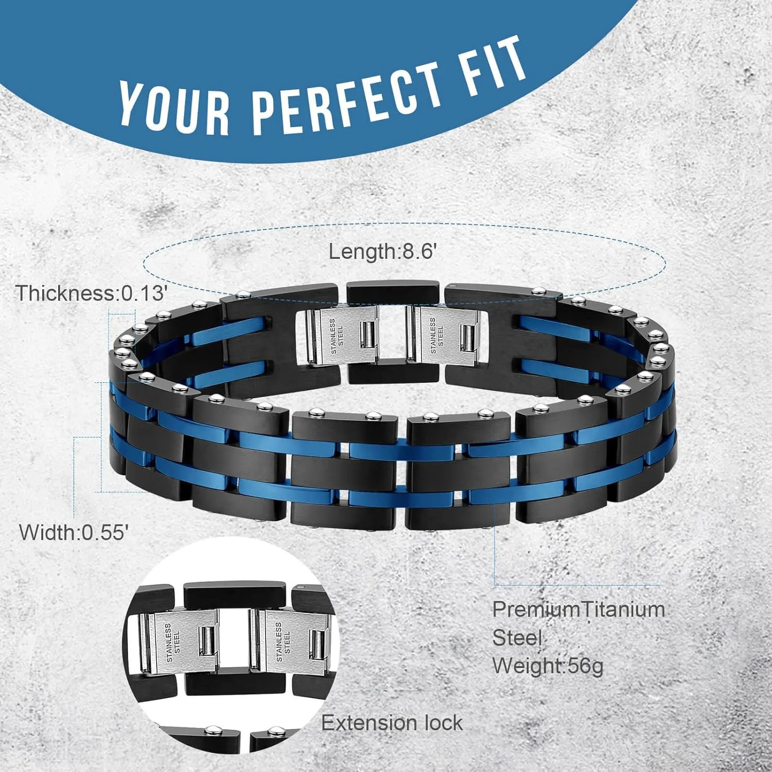 mens bracelet Surgical Grade Steel Men's Wide Link Stylish Bracelets for Men, Adjustable - 3 Colors to Choose from  men's bracelets