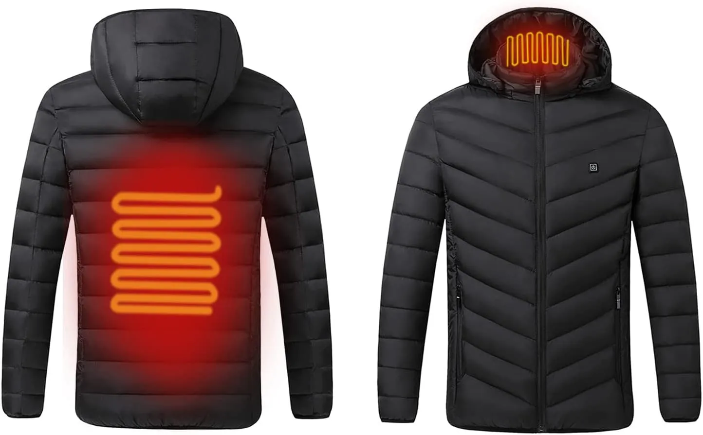 Men's Heated Jacket Lightweight Heating Jackets 2 Areas AI Heating Down Jacket Quilted Long Sleeve Winter Coat