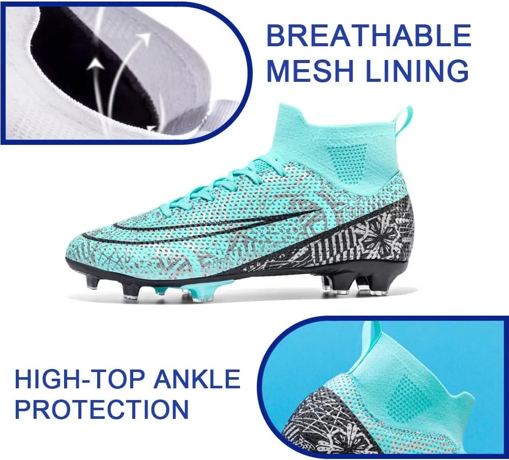 Men's High-Top Cleats Soccer for Football Training - Lightweight Turf Shoes for School - Futsal Shoes for Soccer Game