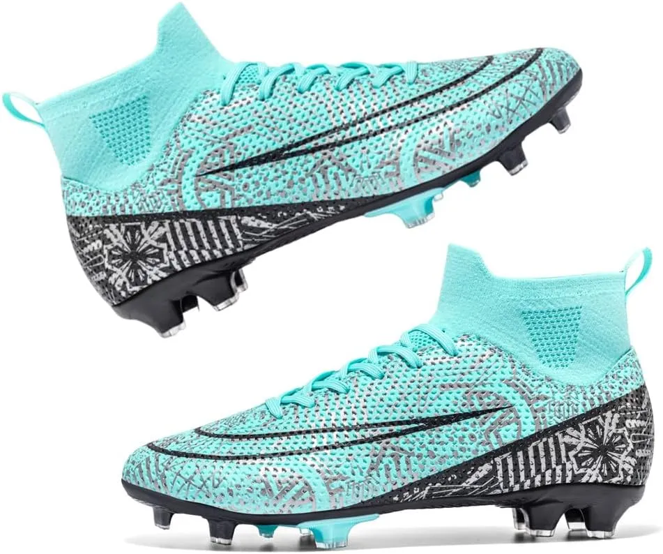 Men's High-Top Cleats Soccer for Football Training - Lightweight Turf Shoes for School - Futsal Shoes for Soccer Game