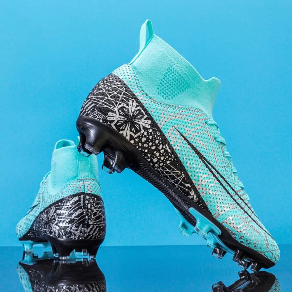 Men's High-Top Cleats Soccer for Football Training - Lightweight Turf Shoes for School - Futsal Shoes for Soccer Game