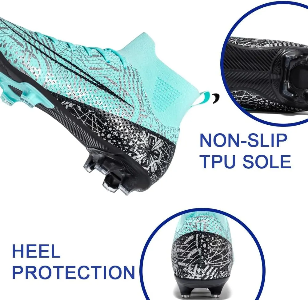 Men's High-Top Cleats Soccer for Football Training - Lightweight Turf Shoes for School - Futsal Shoes for Soccer Game