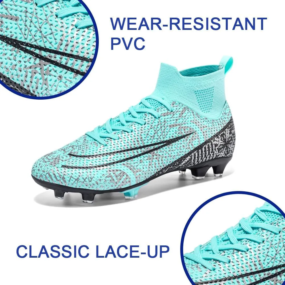 Men's High-Top Cleats Soccer for Football Training - Lightweight Turf Shoes for School - Futsal Shoes for Soccer Game
