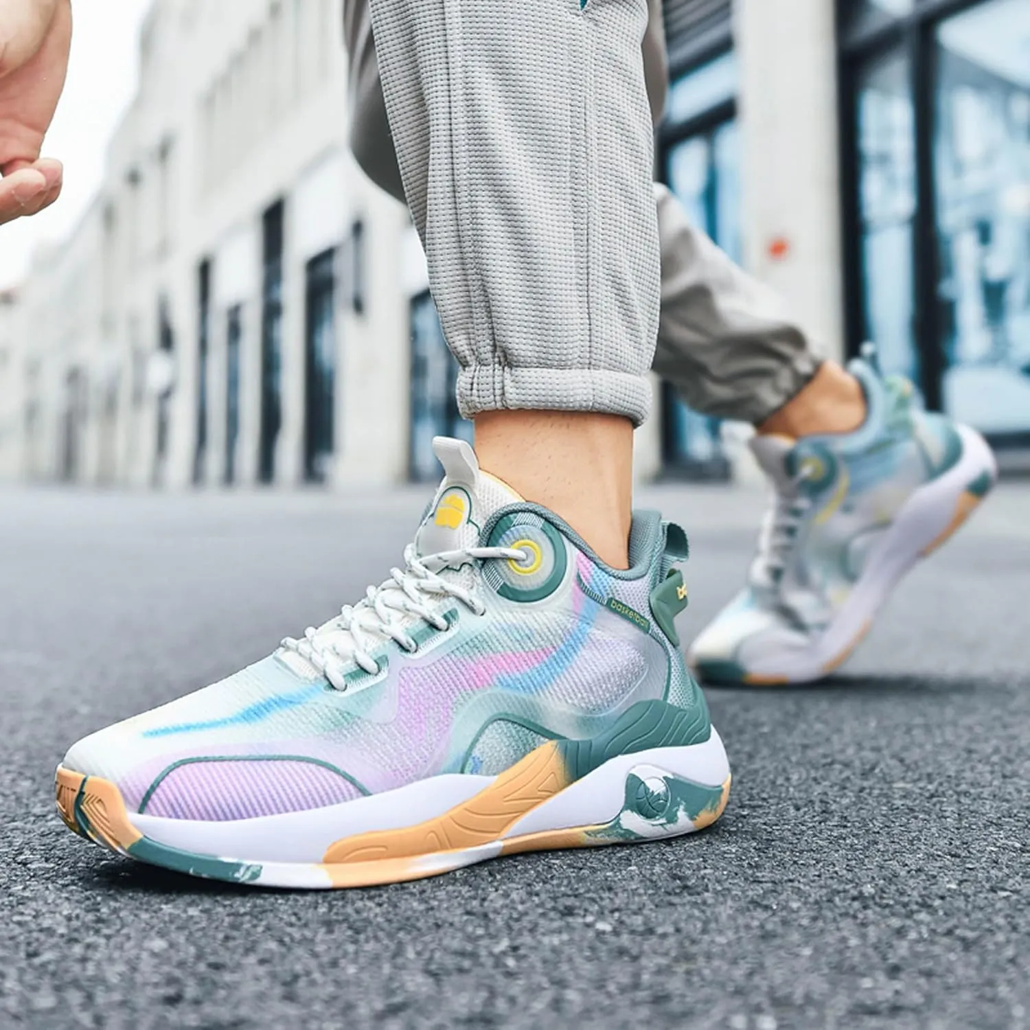 Men's High Top Graffiti Anti Slip Basketball Shoes, Arch Supported Casual Sports Shoes, Men's Breathable Running Shoes, Fitness Cushioning Training Shoes