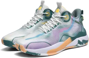 Men's High Top Graffiti Anti Slip Basketball Shoes, Arch Supported Casual Sports Shoes, Men's Breathable Running Shoes, Fitness Cushioning Training Shoes