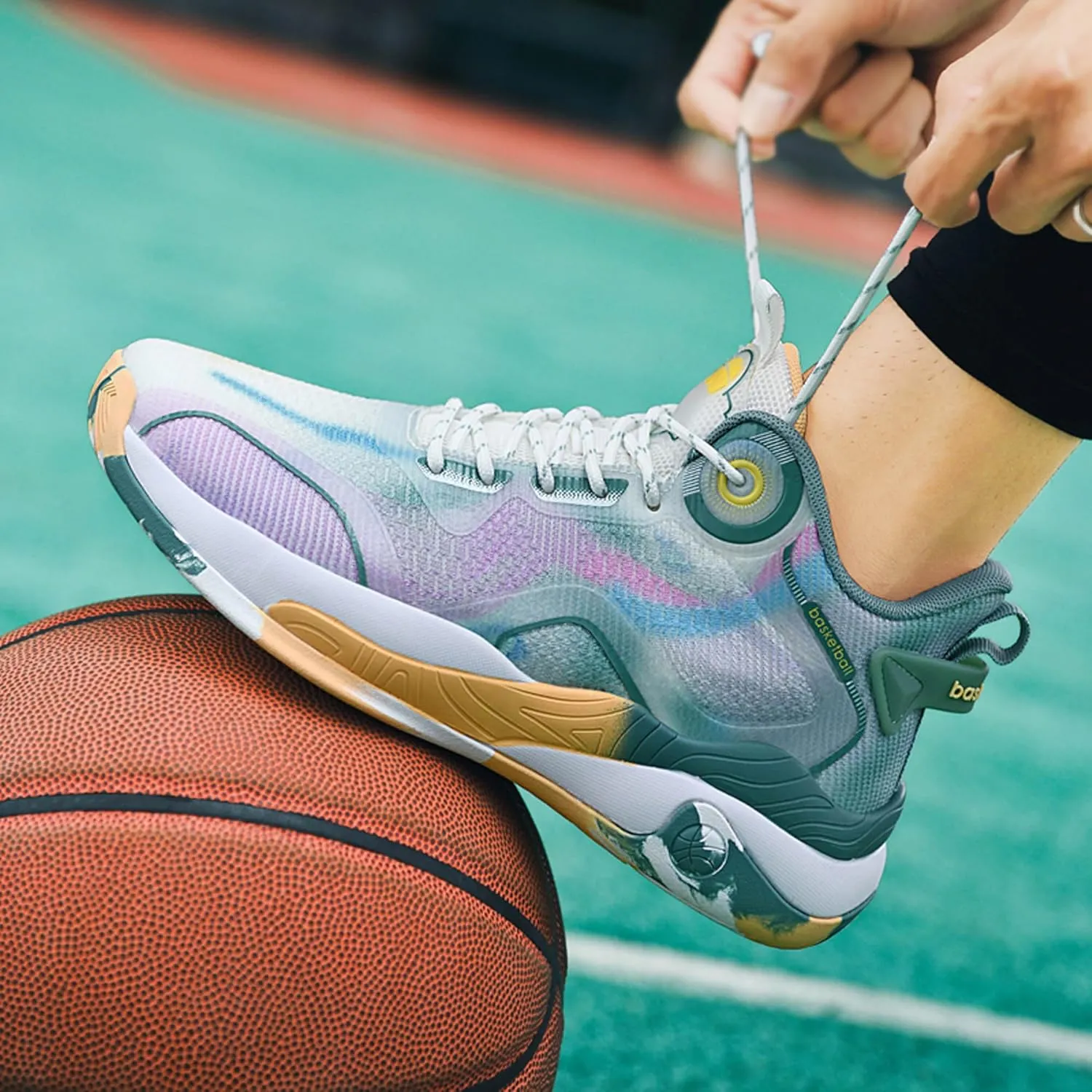 Men's High Top Graffiti Anti Slip Basketball Shoes, Arch Supported Casual Sports Shoes, Men's Breathable Running Shoes, Fitness Cushioning Training Shoes