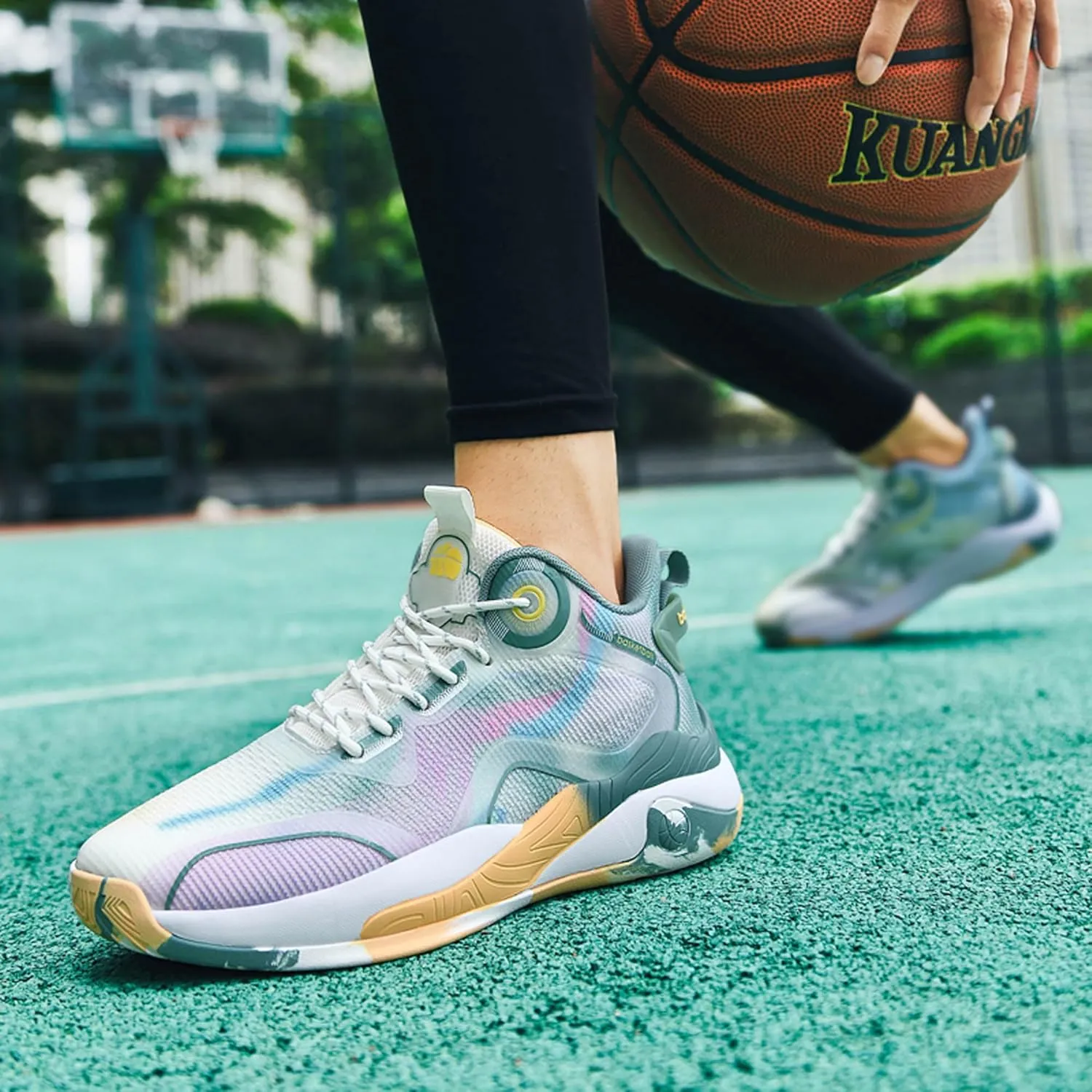 Men's High Top Graffiti Anti Slip Basketball Shoes, Arch Supported Casual Sports Shoes, Men's Breathable Running Shoes, Fitness Cushioning Training Shoes