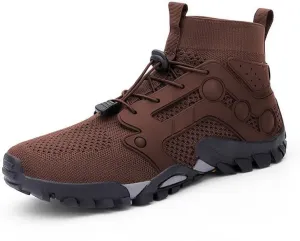 Mens High Top Water Shoes Breathable Hiking Shoes Quick Drying Sports Aqua Barefoot Shoes Non Slip Walking Fishing Shoes