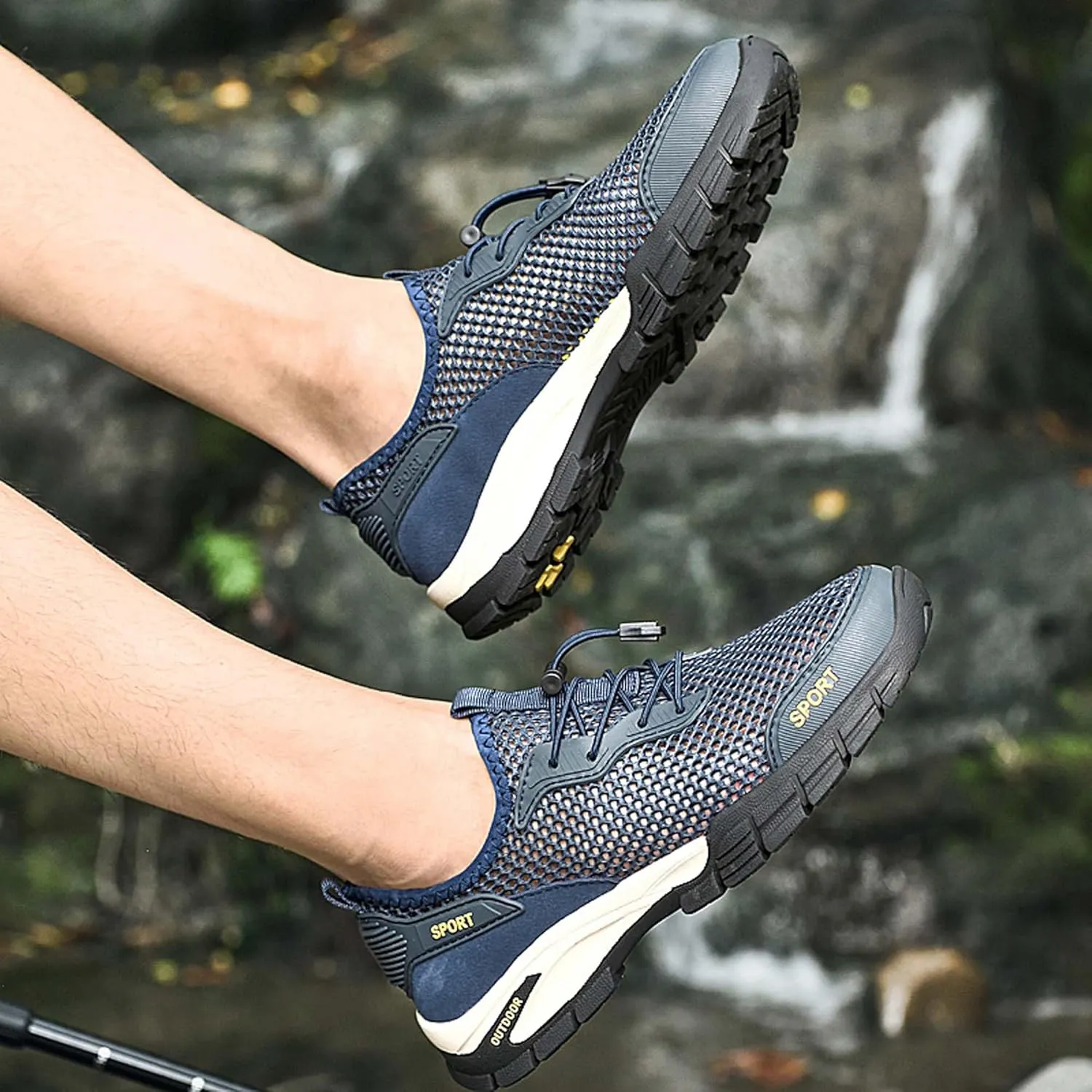Men's mesh Hiking Sneakers,Lightweight and Breathable Men's mesh Walking Shoes,Barefoot Shoes,Men's Sandals,Non-Slip wear-Resistant,Durable
