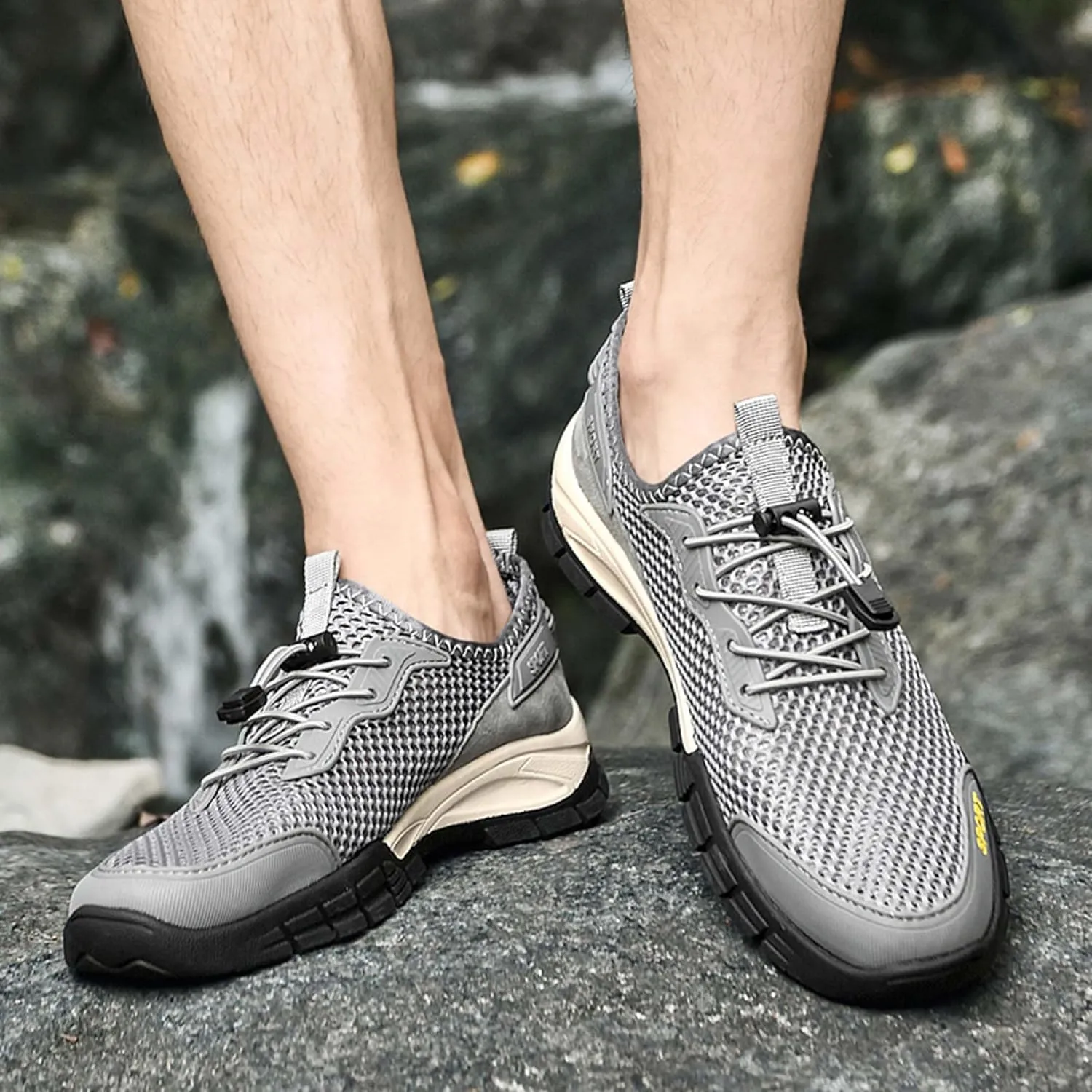 Men's mesh Hiking Sneakers,Lightweight and Breathable Men's mesh Walking Shoes,Barefoot Shoes,Men's Sandals,Non-Slip wear-Resistant,Durable