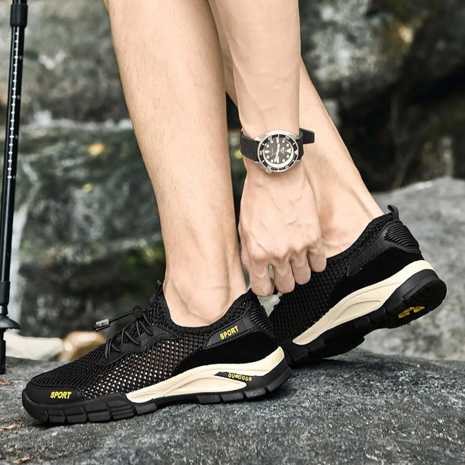 Men's mesh Hiking Sneakers,Lightweight and Breathable Men's mesh Walking Shoes,Barefoot Shoes,Men's Sandals,Non-Slip wear-Resistant,Durable