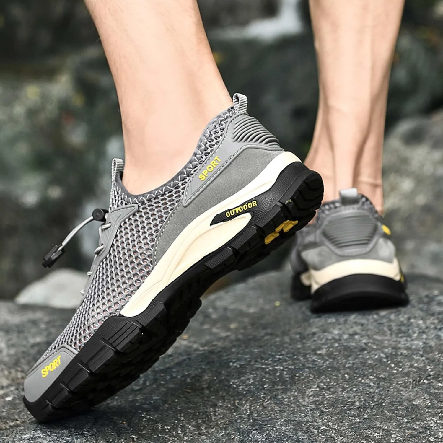 Men's mesh Hiking Sneakers,Lightweight and Breathable Men's mesh Walking Shoes,Barefoot Shoes,Men's Sandals,Non-Slip wear-Resistant,Durable