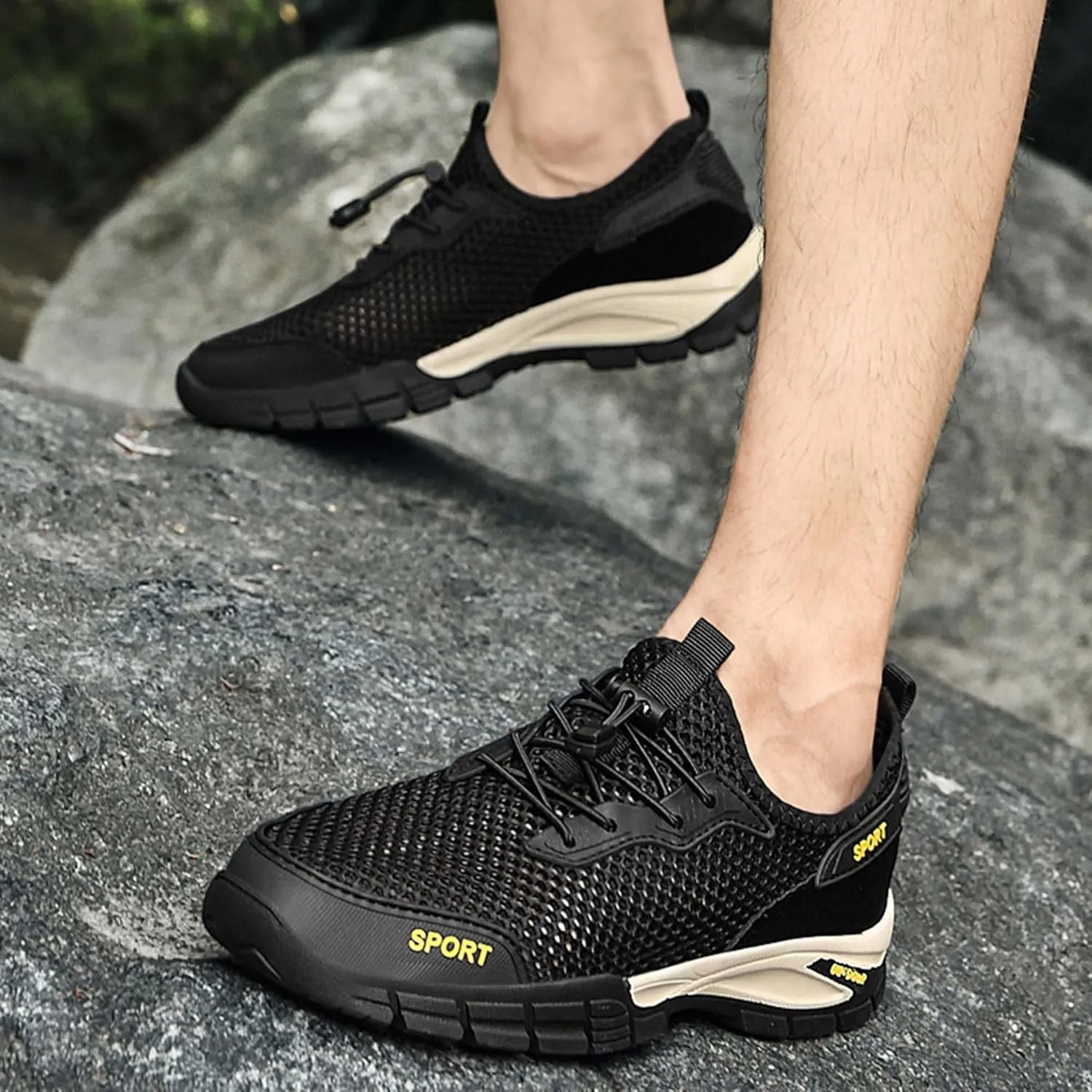 Men's mesh Hiking Sneakers,Lightweight and Breathable Men's mesh Walking Shoes,Barefoot Shoes,Men's Sandals,Non-Slip wear-Resistant,Durable