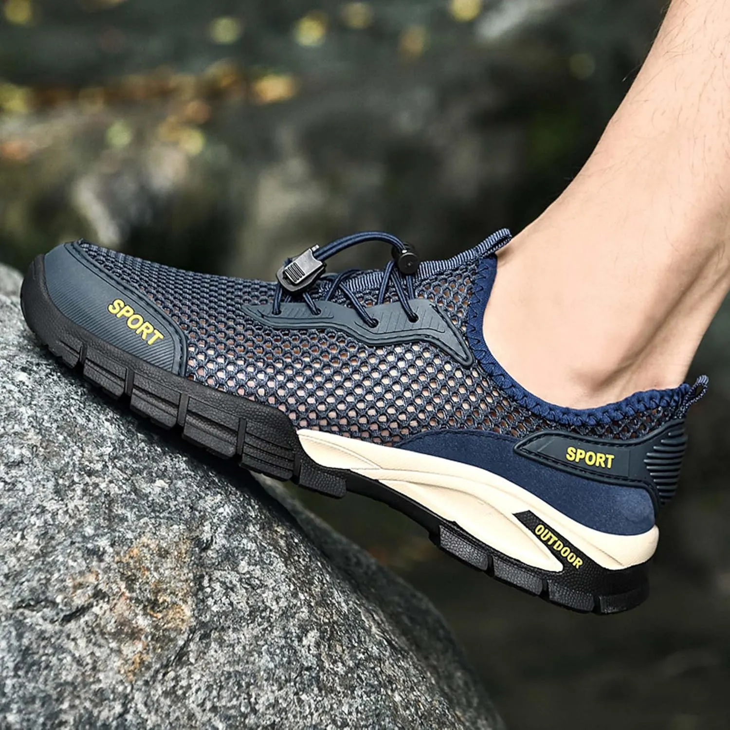 Men's mesh Hiking Sneakers,Lightweight and Breathable Men's mesh Walking Shoes,Barefoot Shoes,Men's Sandals,Non-Slip wear-Resistant,Durable