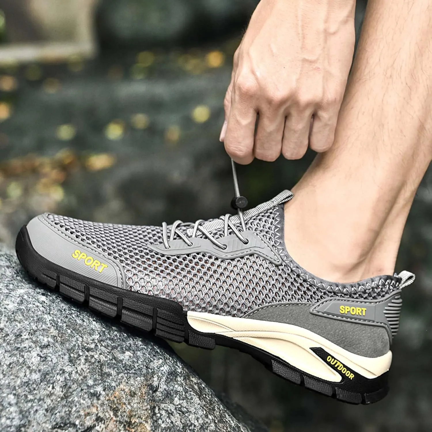 Men's mesh Hiking Sneakers,Lightweight and Breathable Men's mesh Walking Shoes,Barefoot Shoes,Men's Sandals,Non-Slip wear-Resistant,Durable