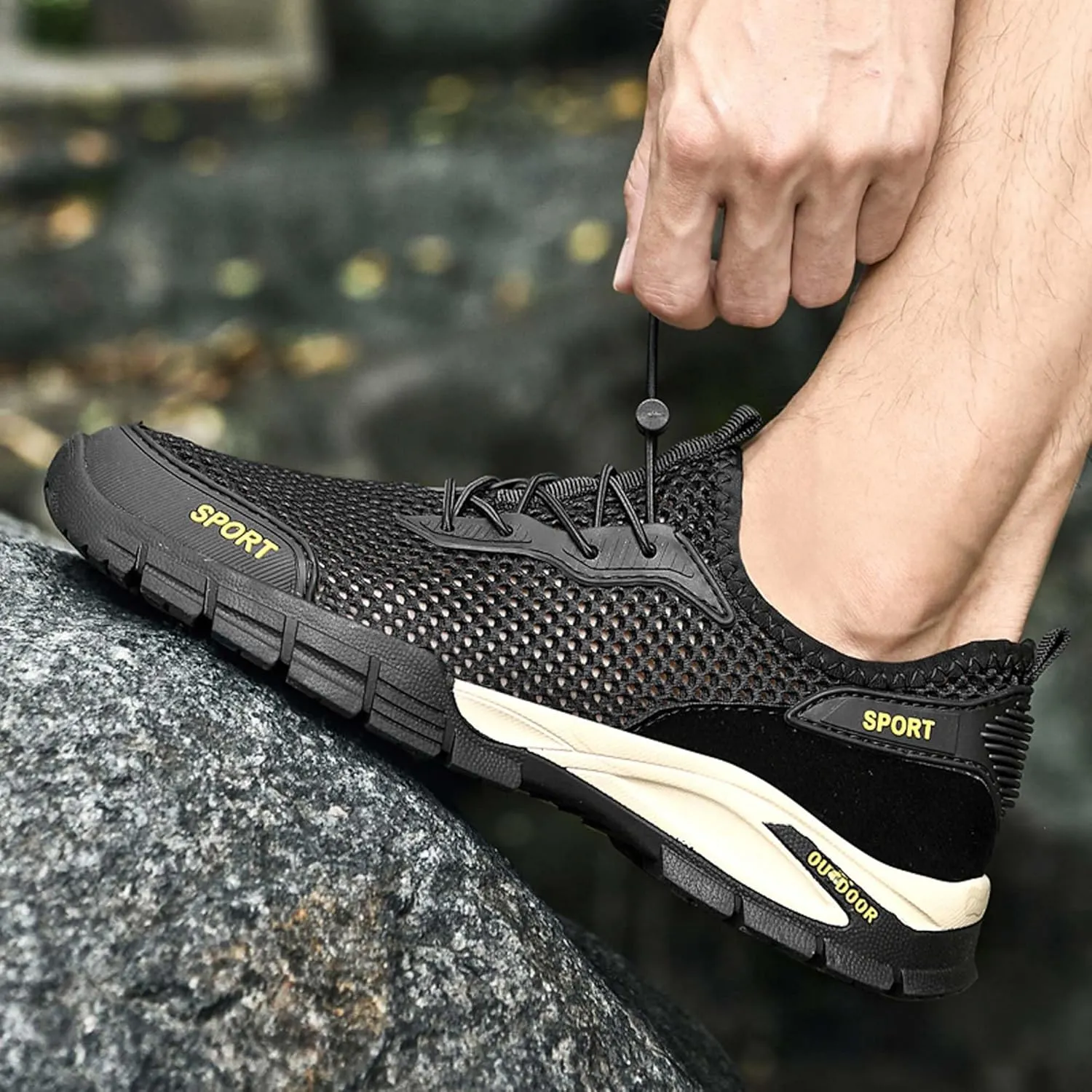 Men's mesh Hiking Sneakers,Lightweight and Breathable Men's mesh Walking Shoes,Barefoot Shoes,Men's Sandals,Non-Slip wear-Resistant,Durable