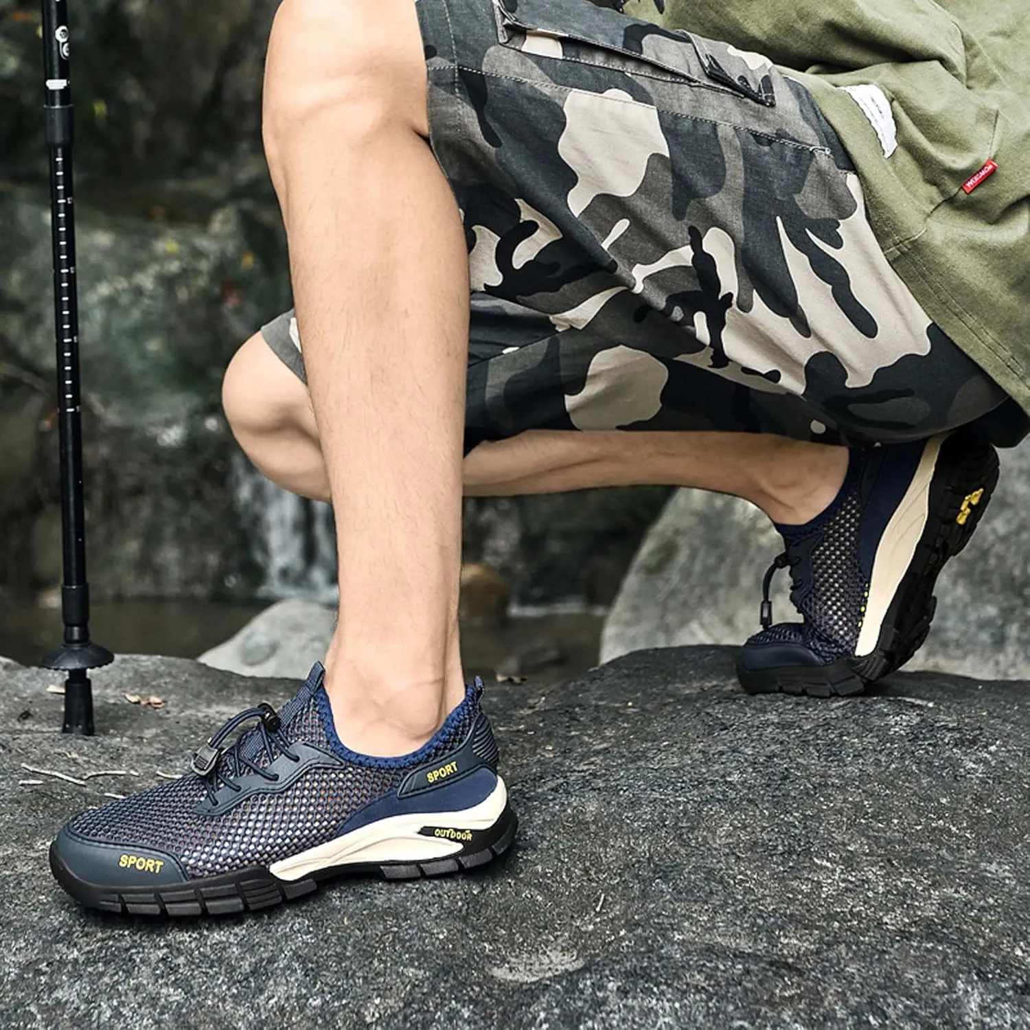 Men's mesh Hiking Sneakers,Lightweight and Breathable Men's mesh Walking Shoes,Barefoot Shoes,Men's Sandals,Non-Slip wear-Resistant,Durable