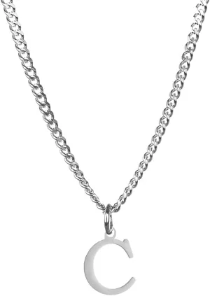 Mens Minimal Initial Necklace, Stainless Steel Gold Silver Tone 26 Letters Pendant Necklace for Men Women 3.5mm Cuban Chain Waterproof