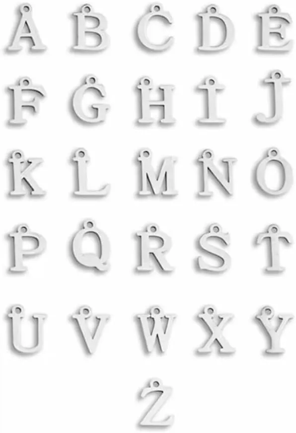 Mens Minimal Initial Necklace, Stainless Steel Gold Silver Tone 26 Letters Pendant Necklace for Men Women 3.5mm Cuban Chain Waterproof