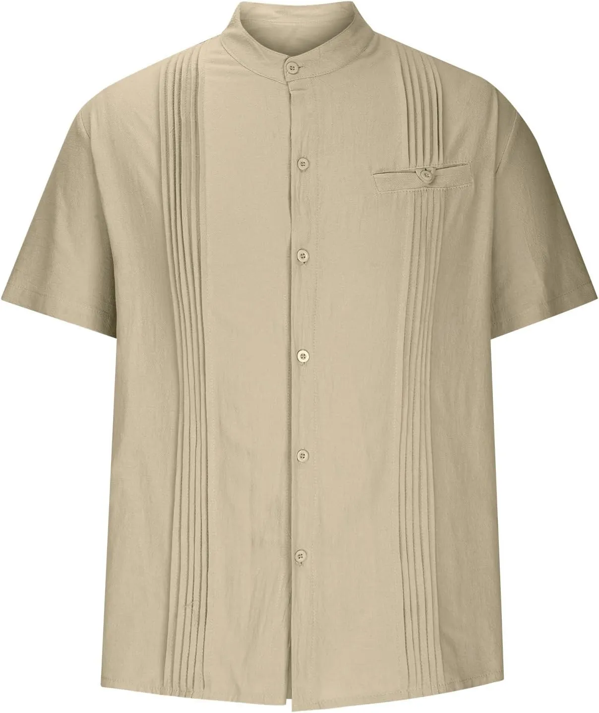 Mens Shirt Cotton Linen Short Sleeve Button Down T Shirts Casual Summer Loose Beach Vacation Shirts Textured Shirts