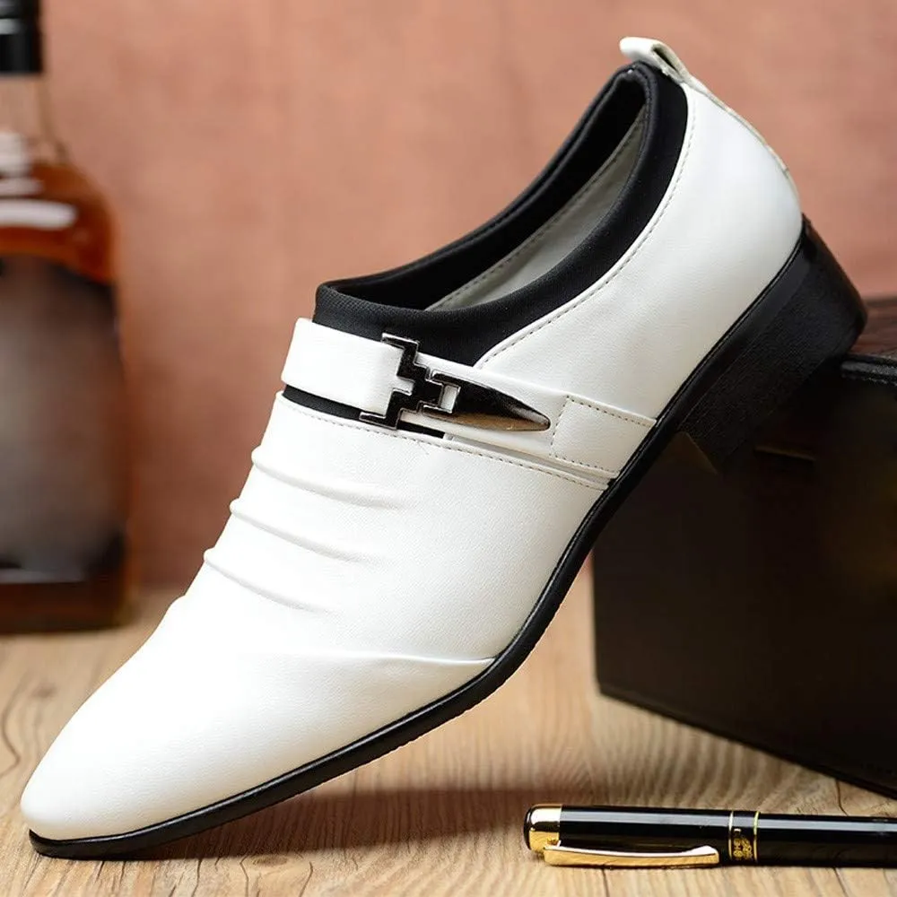 Men's Strap Buckle Slip-on Dress Loafers Shoes Formal Tuxedo Leather Shoes for Male Business Work Women Walking Sneaker