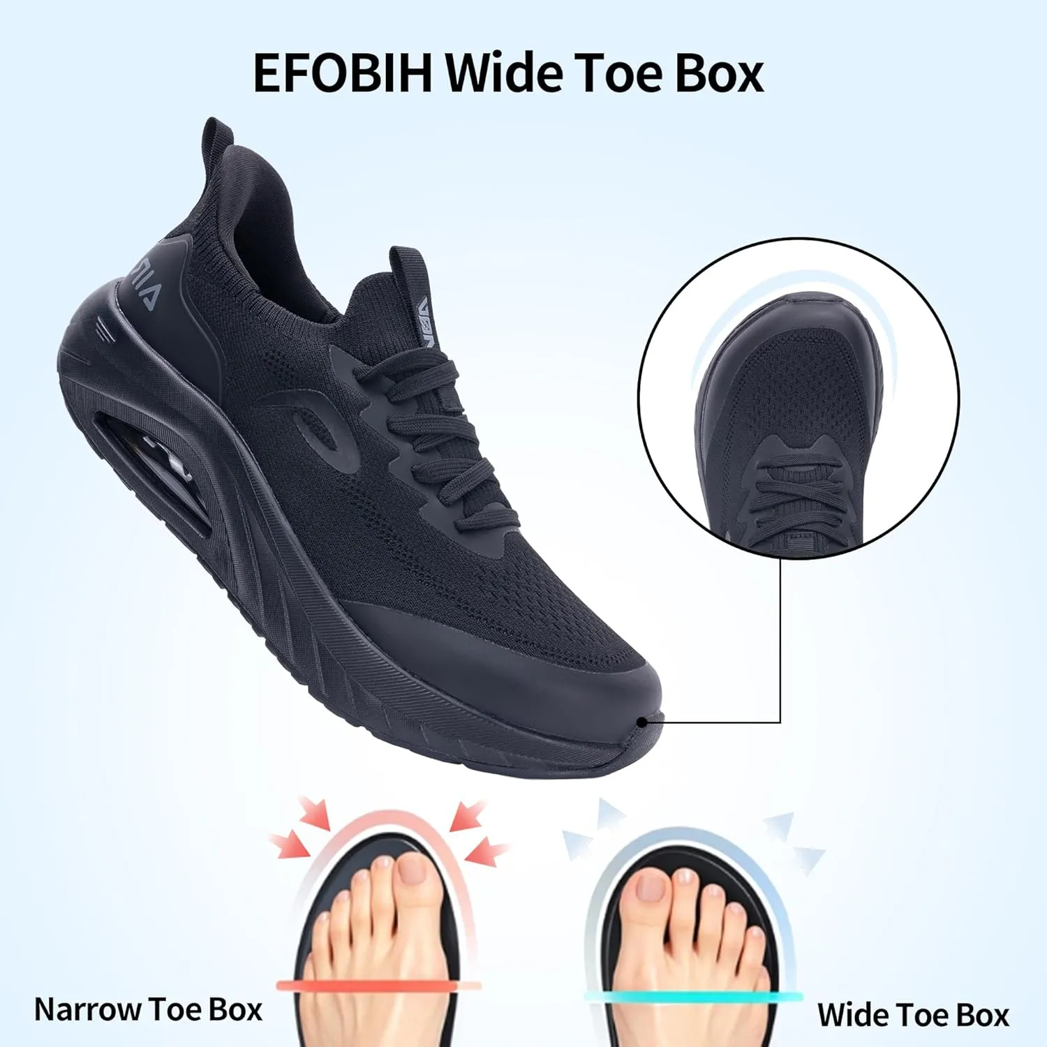 Mens Wide Toe Box Walking Shoes Arch Support Orthotic Slip On Air Tennis Running Sneakers for Plantar Fasciitis Relief US 7-13