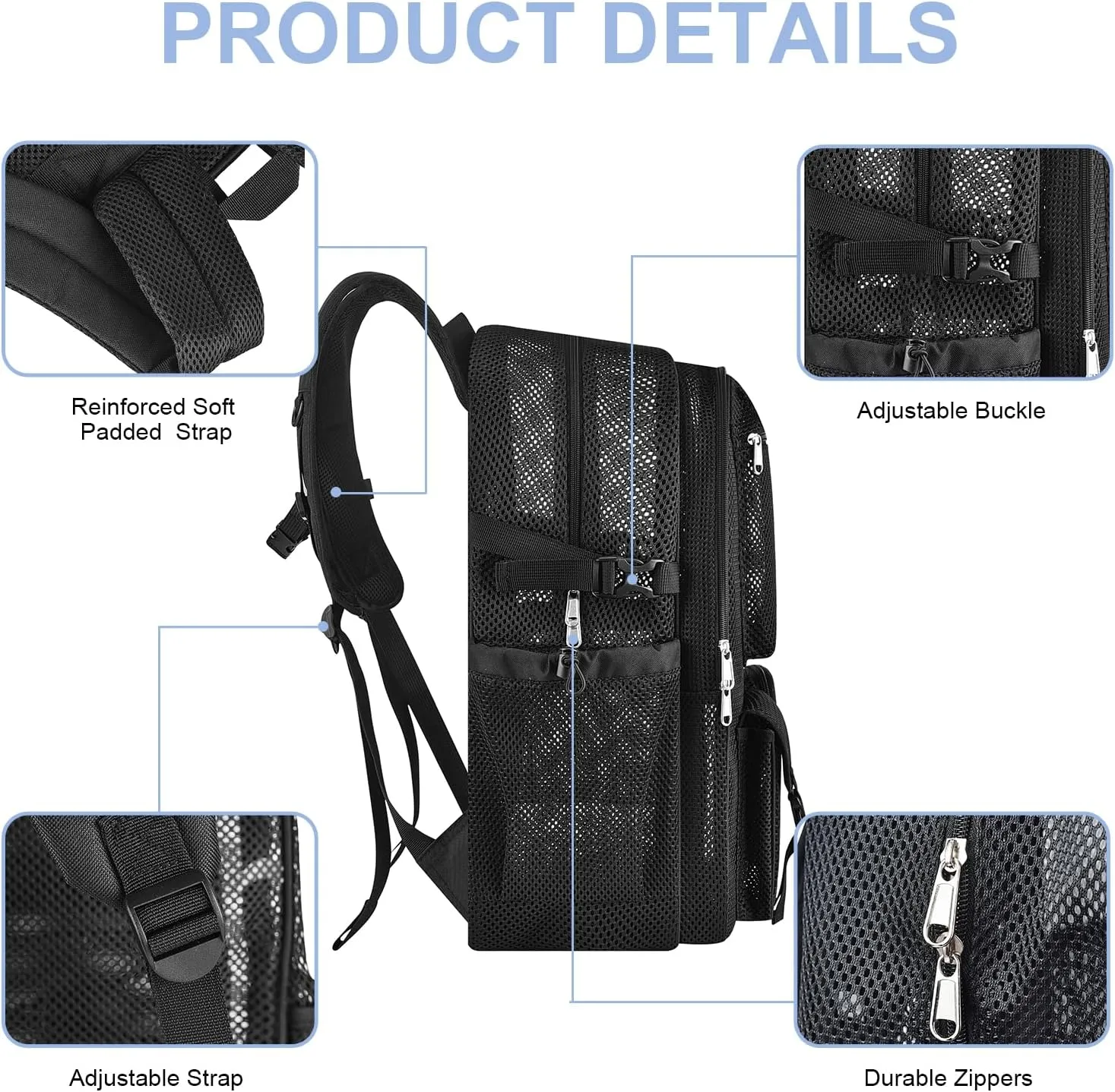 Mesh Backpack for School, 36L Large Heavy Duty Mesh Backpacks for Adults Girls Boys Kids with Inner Laptop Compartment, Mesh Schoolbag for Outdoor Hiking Beach