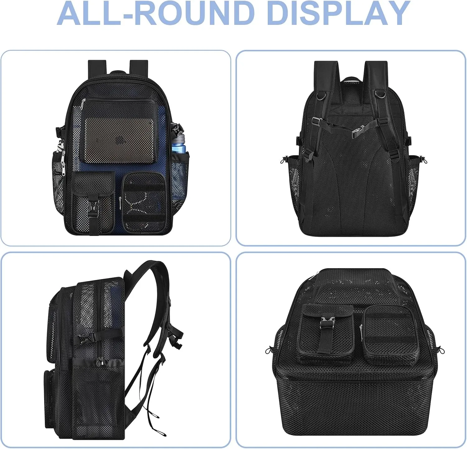 Mesh Backpack for School, 36L Large Heavy Duty Mesh Backpacks for Adults Girls Boys Kids with Inner Laptop Compartment, Mesh Schoolbag for Outdoor Hiking Beach