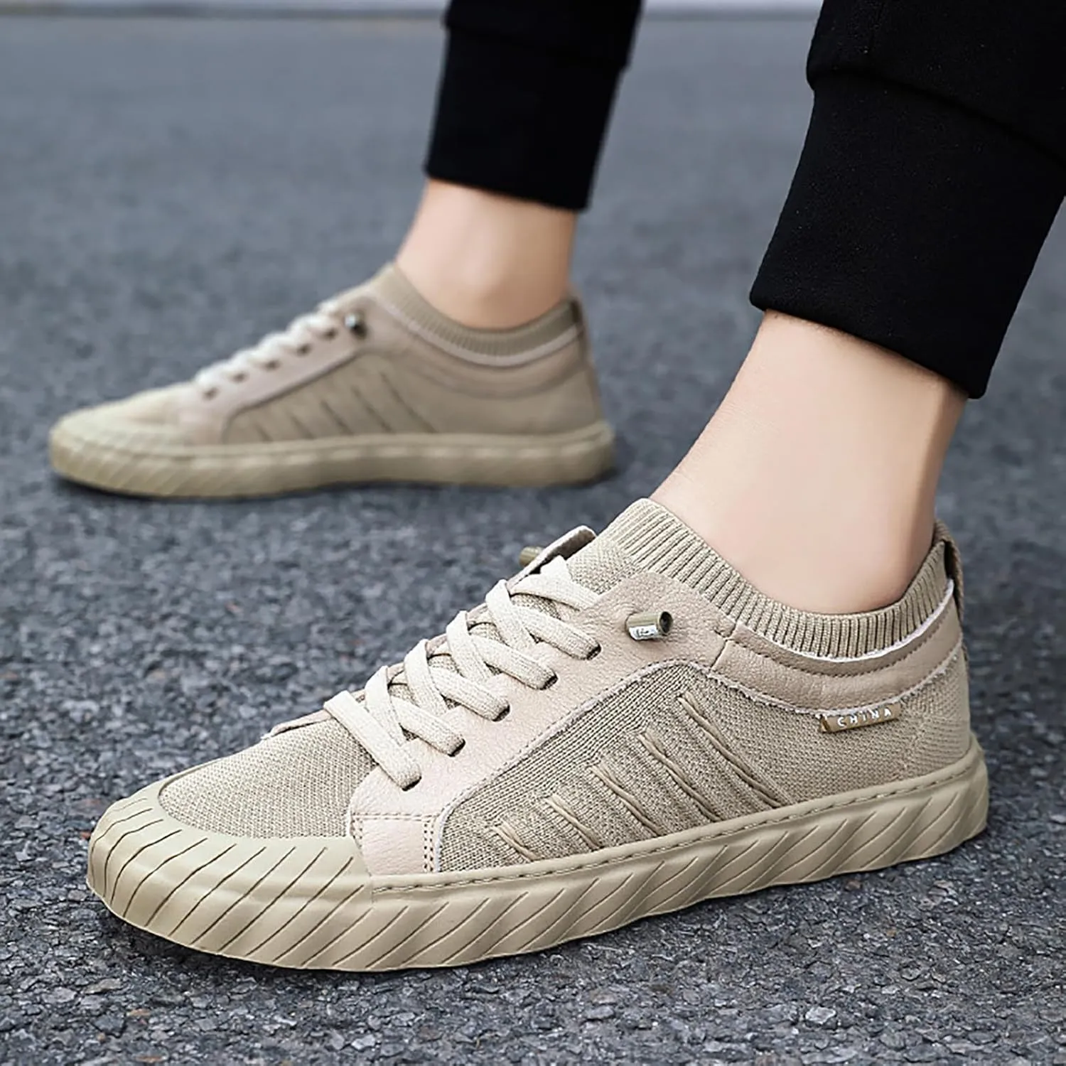 Mesh Shoes Men's Summer New Mesh Hollow Casual Sports Shoes Lightweight Breathable Summer No Show Sneaker Socks Men