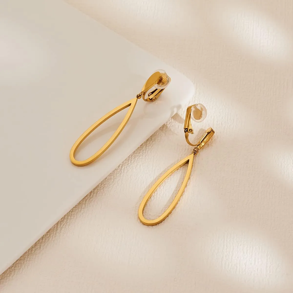 Metal Geometric Clip On Drop Earrings for Women Gold Black Silver Non Piercing Dangle Earrings Rectangle Triangle Bar Circle Waterdrop Ellipse Clip Earrings