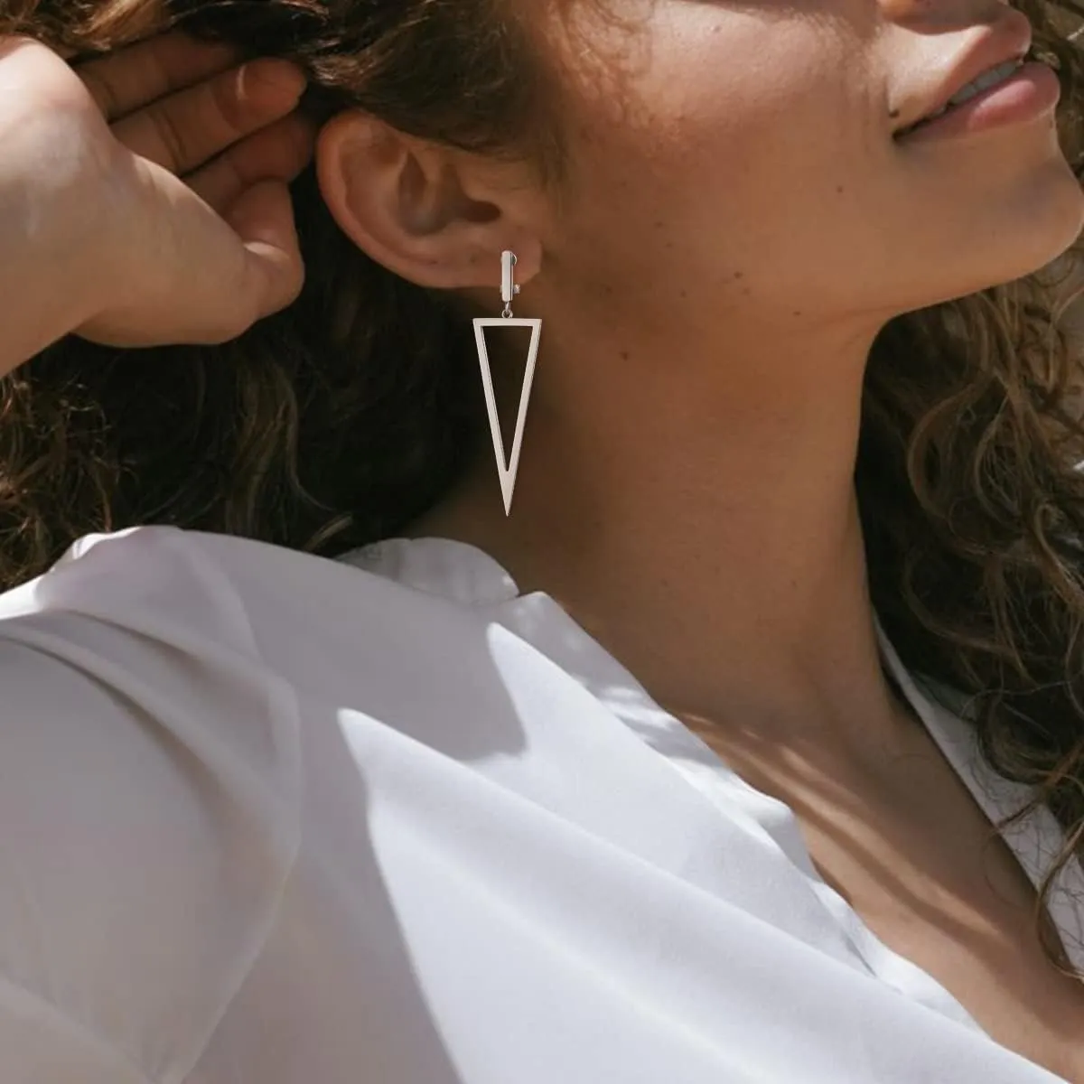Metal Geometric Clip On Drop Earrings for Women Gold Black Silver Non Piercing Dangle Earrings Rectangle Triangle Bar Circle Waterdrop Ellipse Clip Earrings