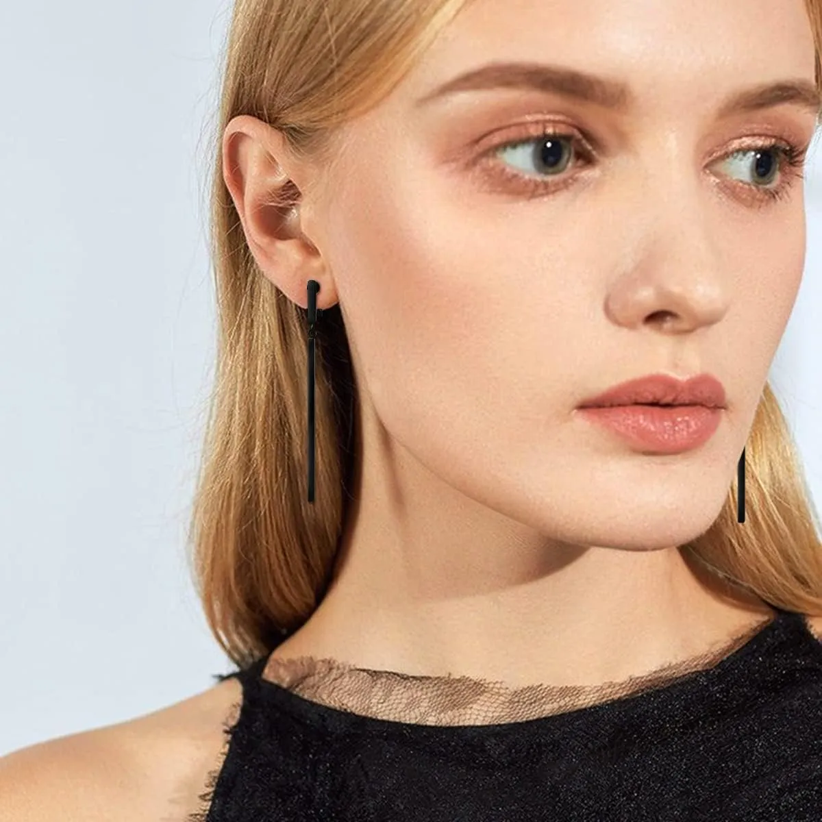 Metal Geometric Clip On Drop Earrings for Women Gold Black Silver Non Piercing Dangle Earrings Rectangle Triangle Bar Circle Waterdrop Ellipse Clip Earrings