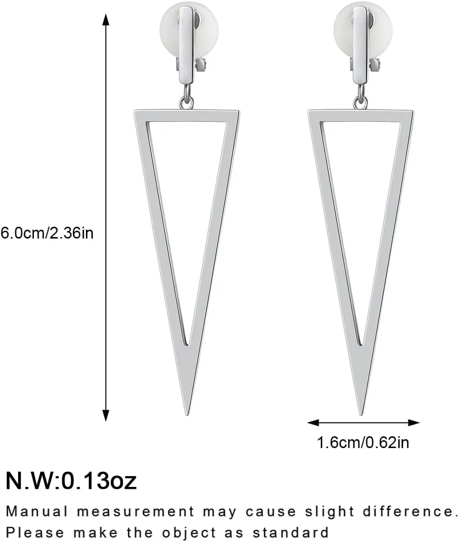 Metal Geometric Clip On Drop Earrings for Women Gold Black Silver Non Piercing Dangle Earrings Rectangle Triangle Bar Circle Waterdrop Ellipse Clip Earrings